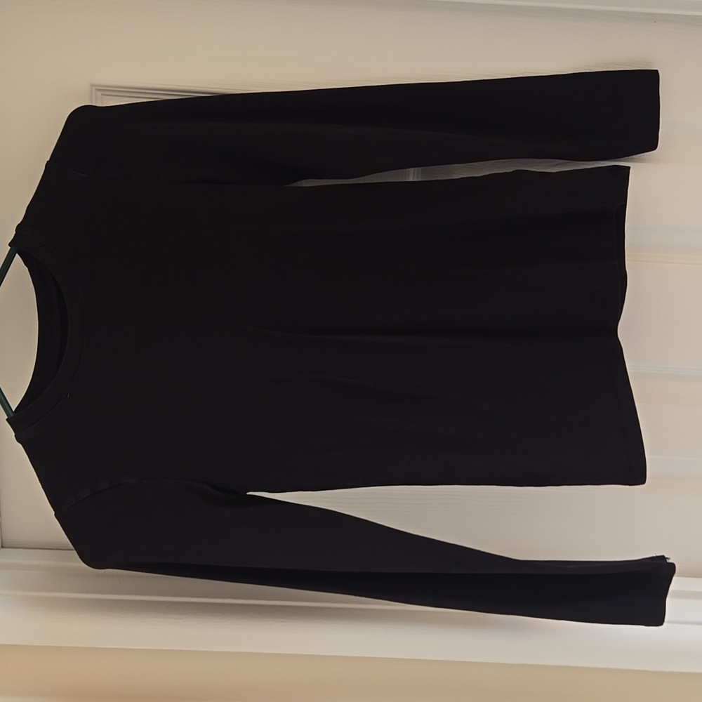 Black Long Sleeve Stretch Tee Women’s Small Cotton Blend Layering Basic - Picture 3 of 9
